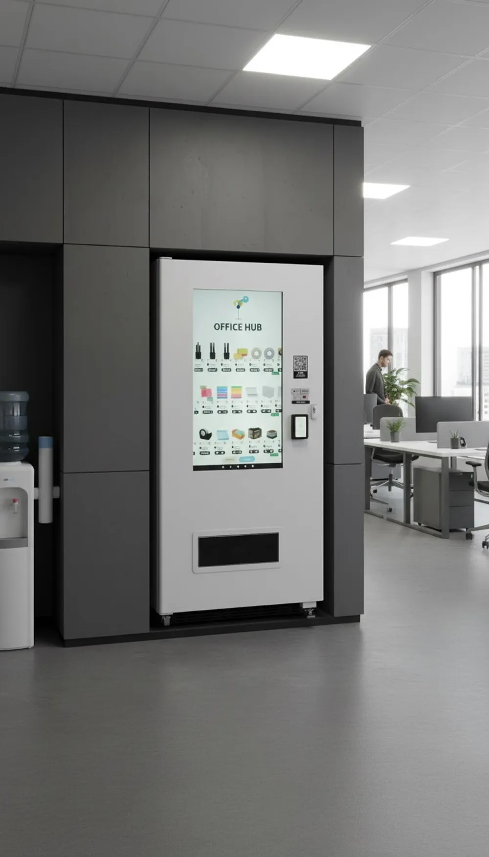 JV580 in an office, showing an office essentials menu