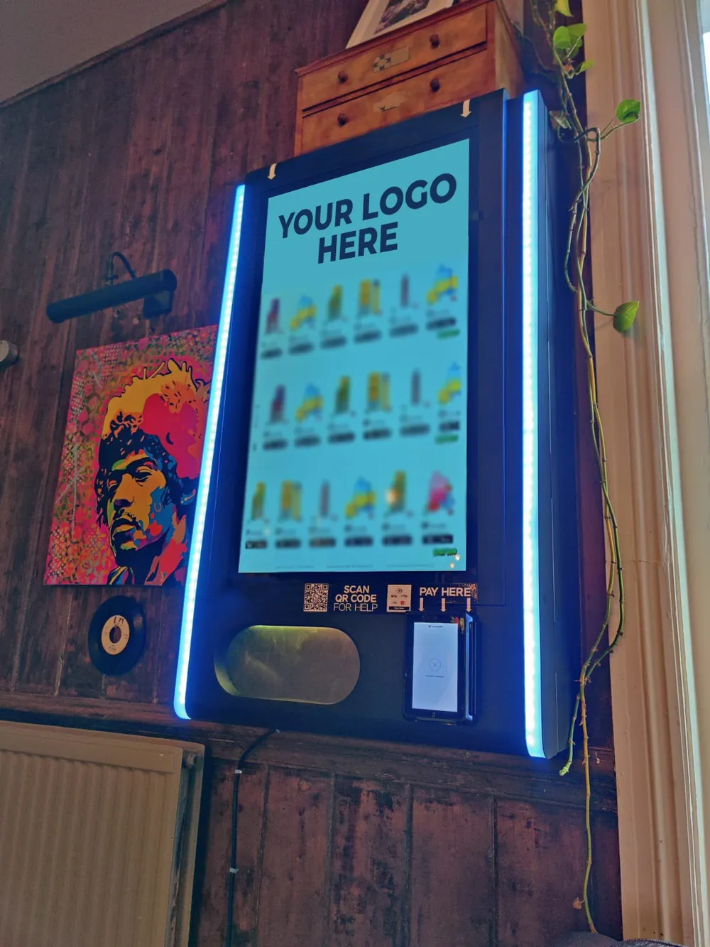 JV100pro wall-mounted with blue LED edge lighting