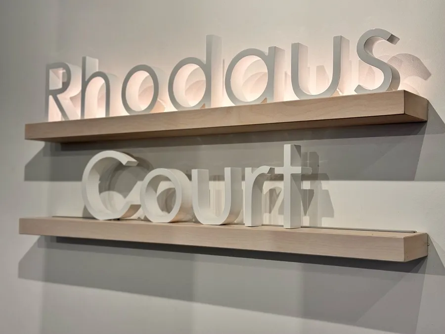 Rhodaus Court sign